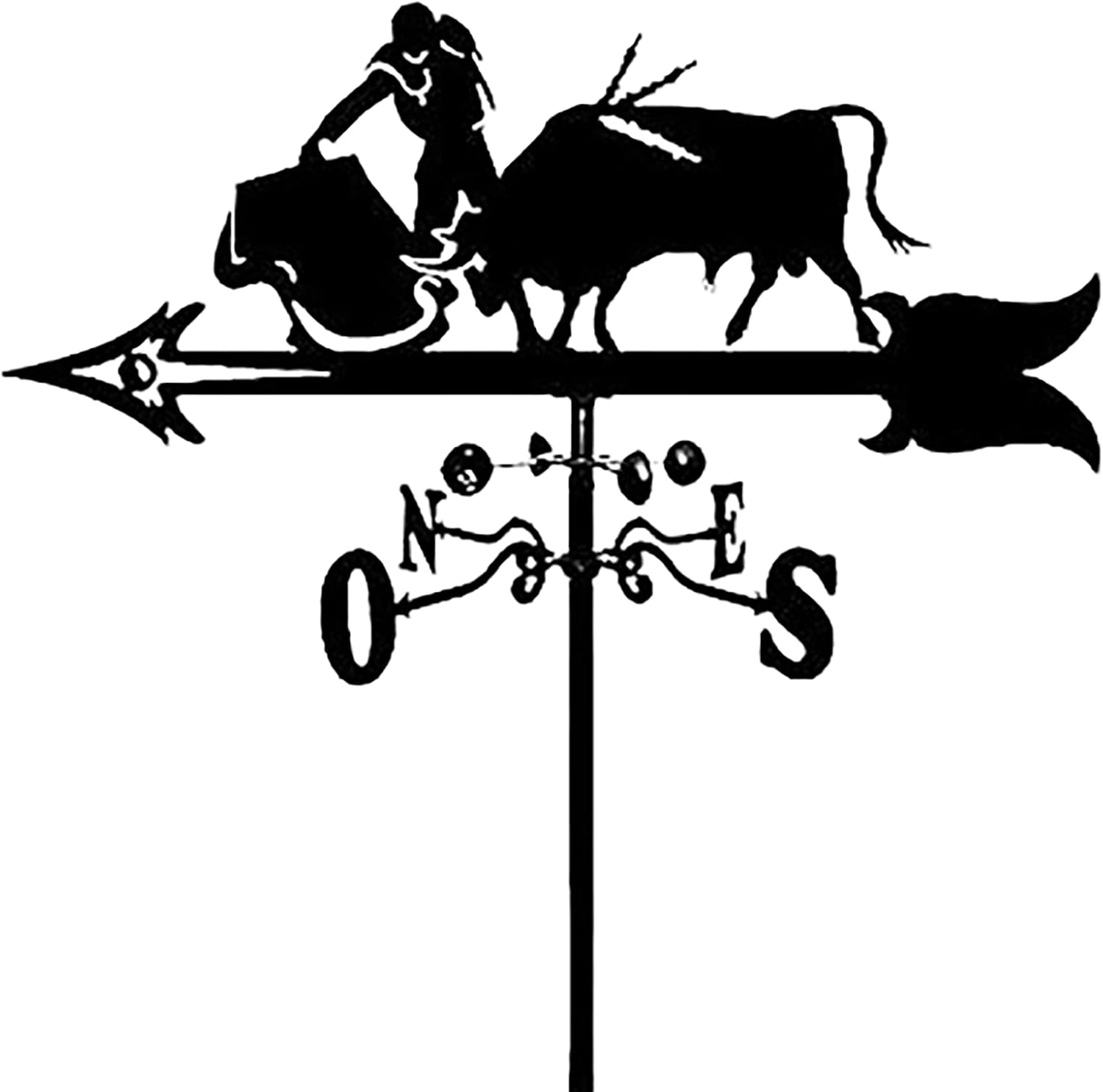 Bullfight Silhouette Metal Weathervane Vintage Wind Vane Stainless Steel Weath