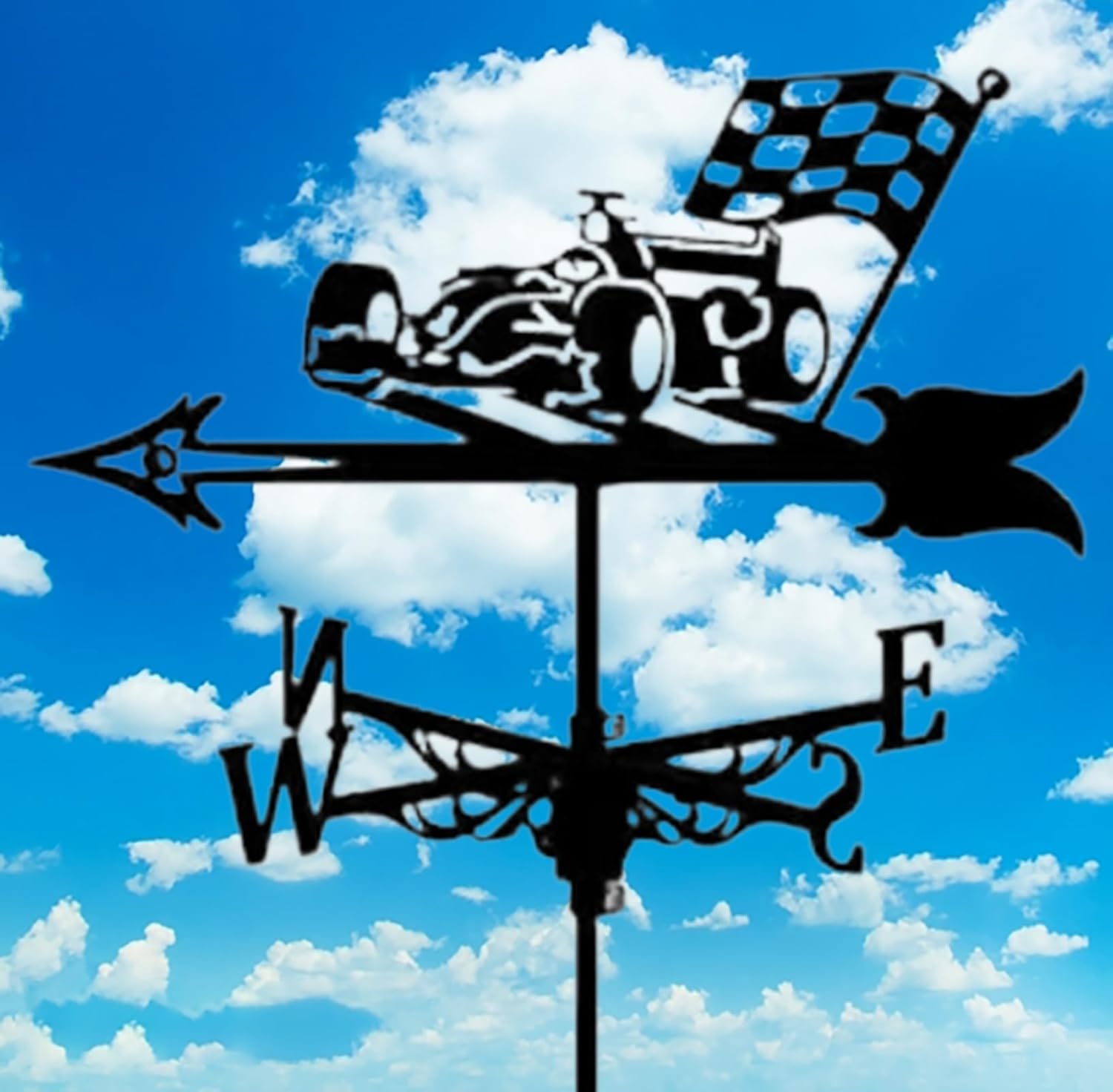 Racing Silhouette Metal Weathervane Vintage Wind Vane Stainless Steel Weatherc