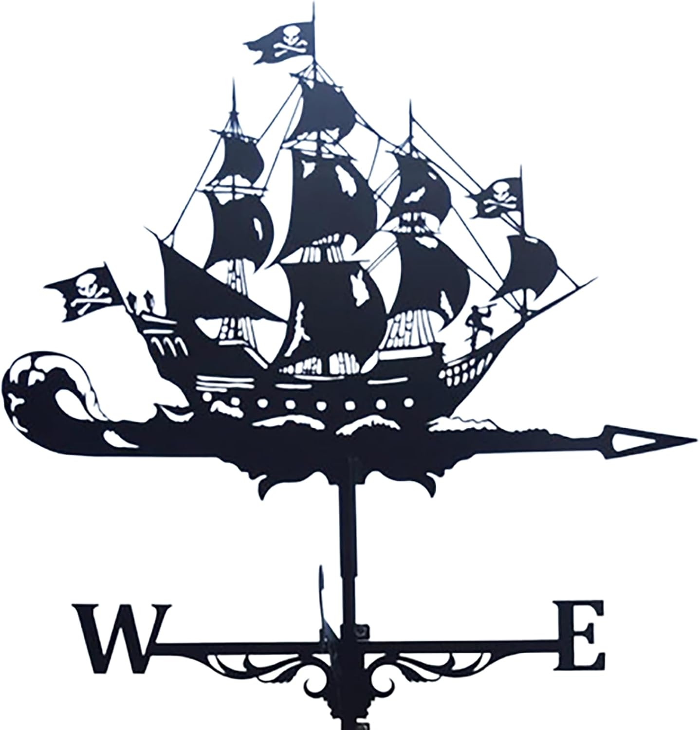 Metal Weathervane Sailboat Silhouette Wind Vane Vintage Stainless Steel Weathe