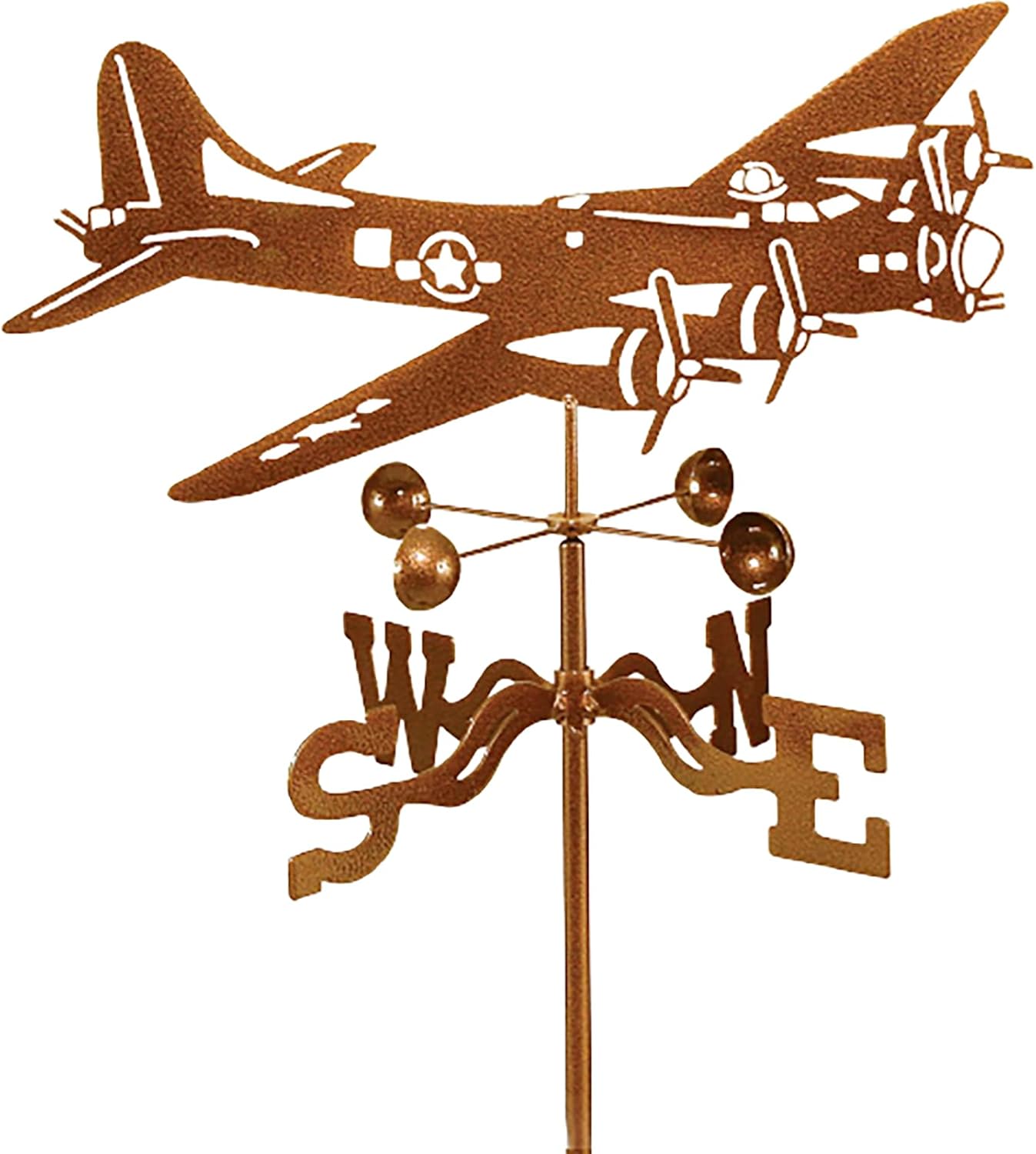 Airplane Silhouette Metal Weathervane Wind Vane Vintage Stainless Steel Weathe