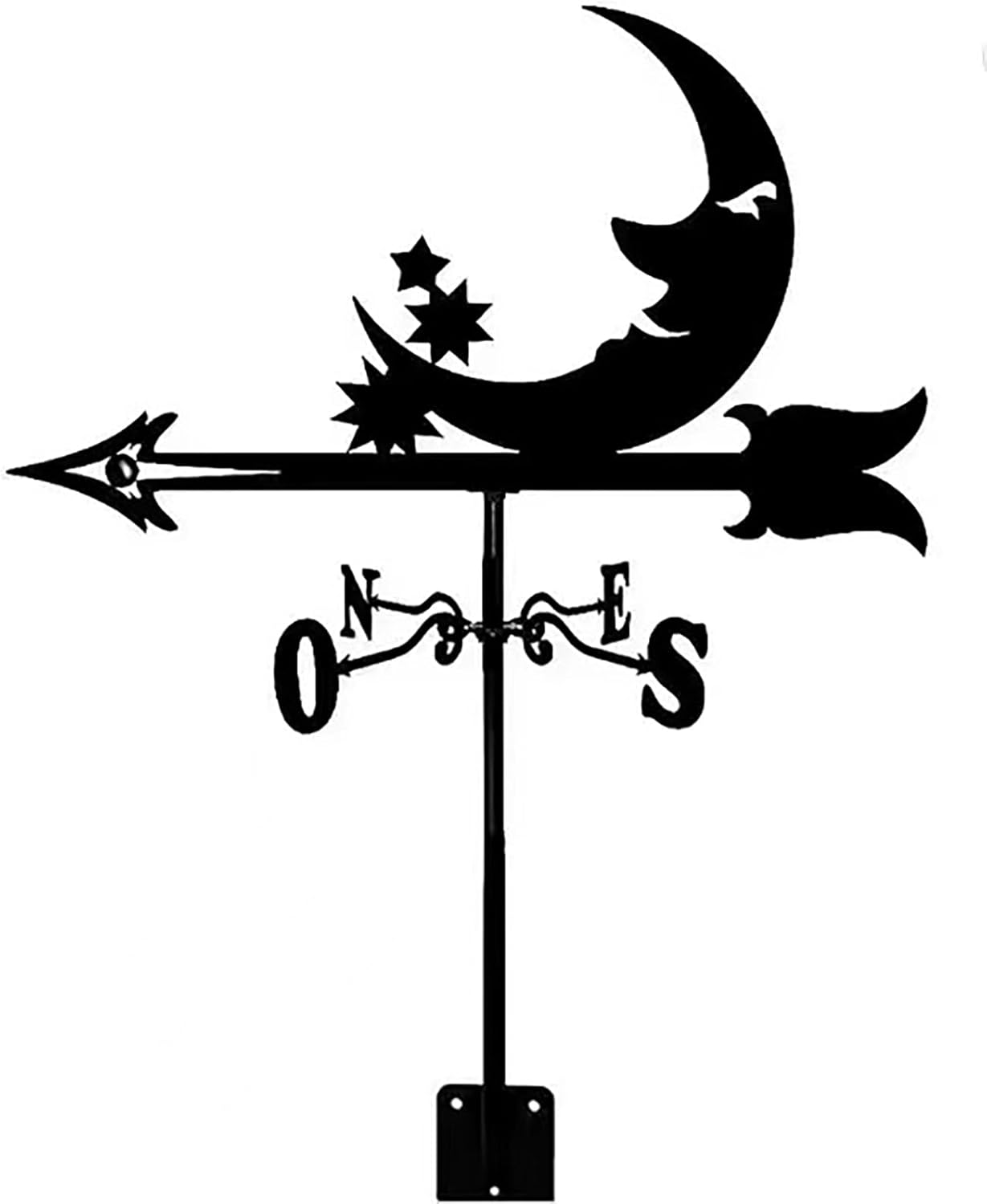Metal Weathervane Moon Silhouette Wrought Iron Wind Vane Stainless Steel Weath