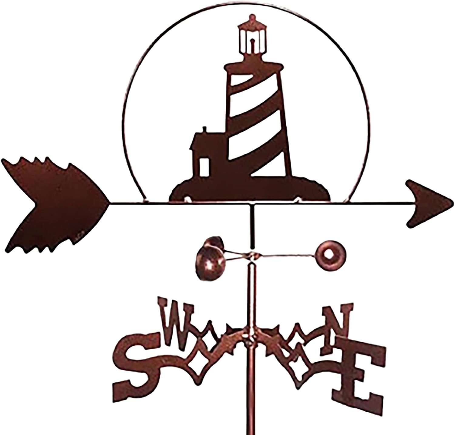 Metal Weathervane Lighthouse Silhouette Wind Vane Stainless Steel Weathercock