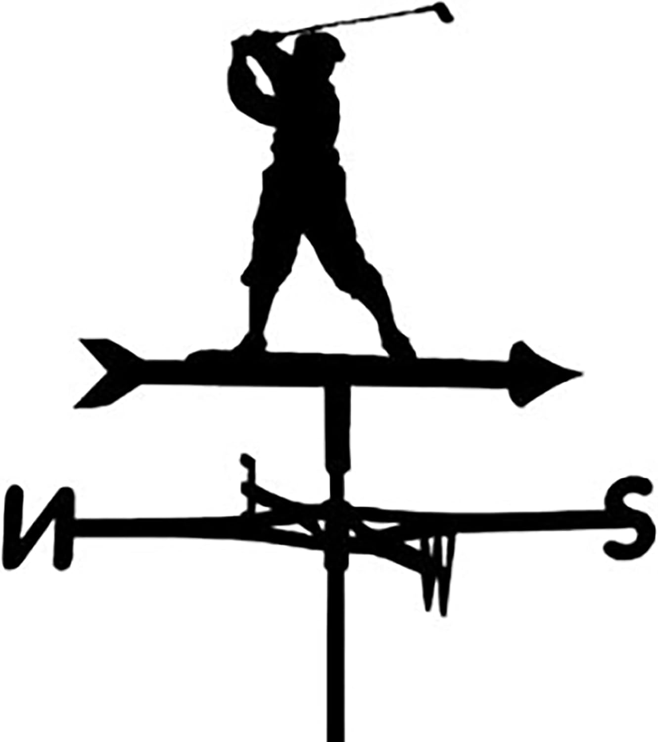 Golf Silhouette Metal Weathervane Vintage Wind Vane Stainless Steel Weathercoc