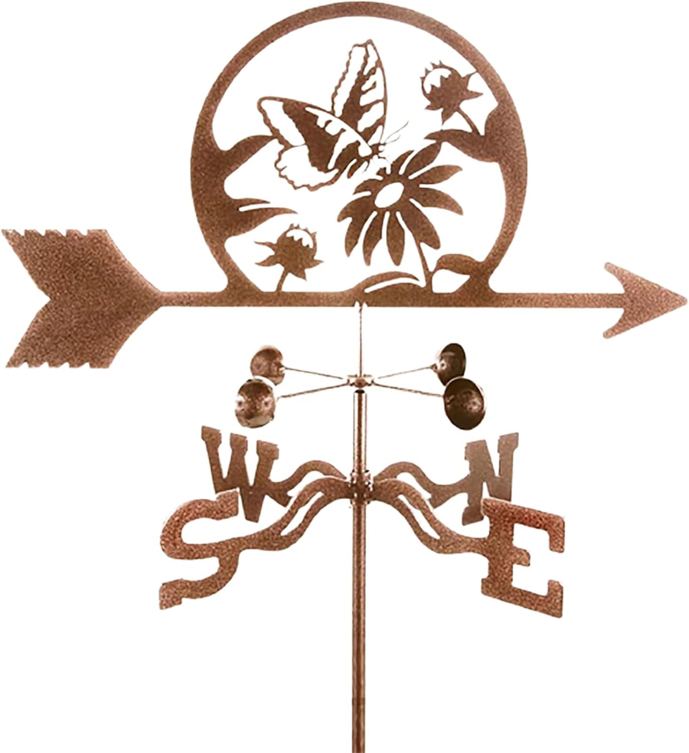 Metal Weathervane Butterfly Silhouette Wind Vane Stainless Steel Weathercock W