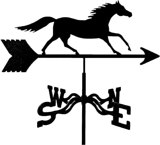 Metal Weathervane Running Horse Silhouette Wind Vane Vintage Stainless Steel W