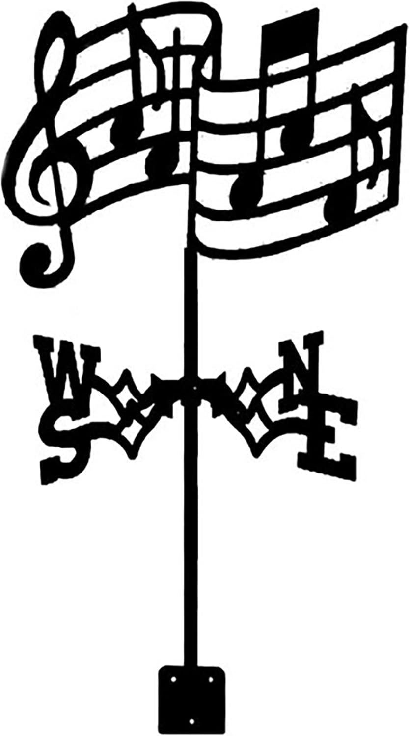 Metal Weathervane Vintage Musical Note Silhouette Wind Vane Stainless Steel We