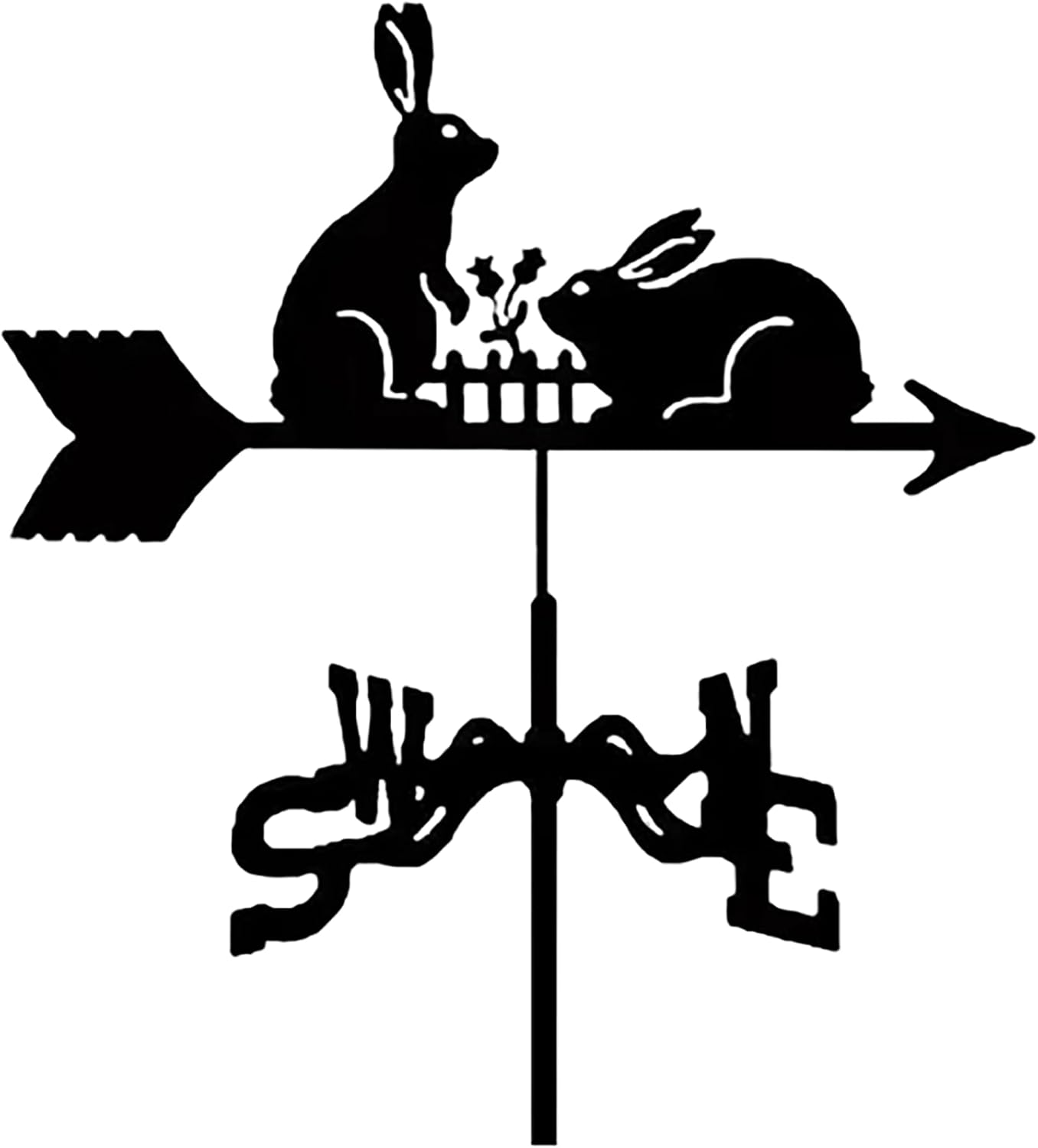 Rabbit Wrought Iron Metal Weathervane Vintage Wind Vane Stainless Steel Weathe