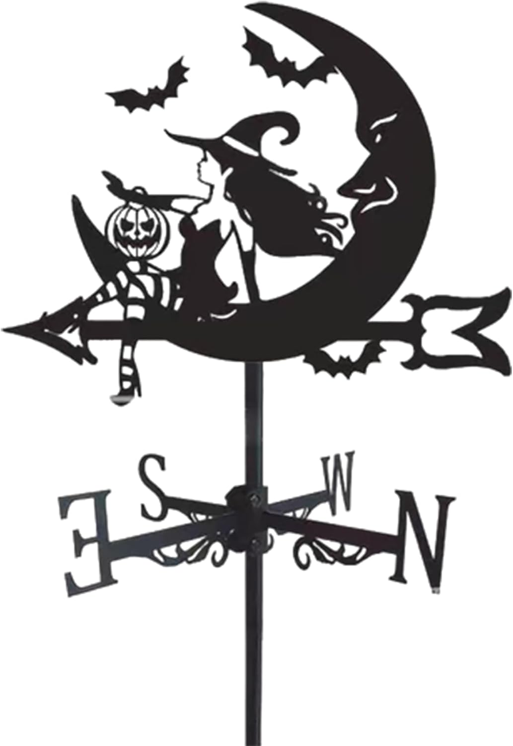 Moon Silhouette Metal Weathervane Wrought Iron Wind Vane Stainless Steel Weath