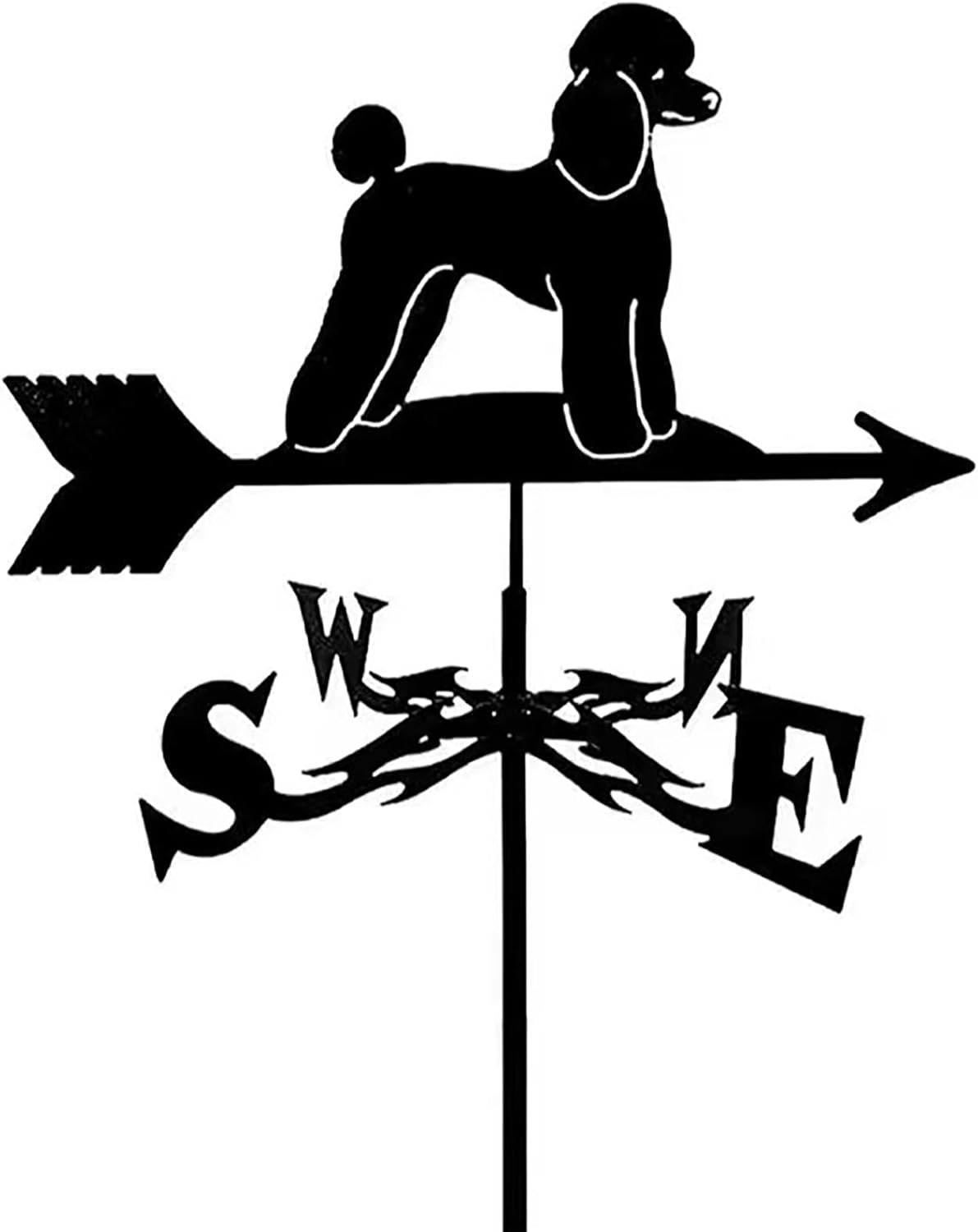 Metal Weathervane Dog Silhouette Wind Vane Vintage Stainless Steel Weathercock