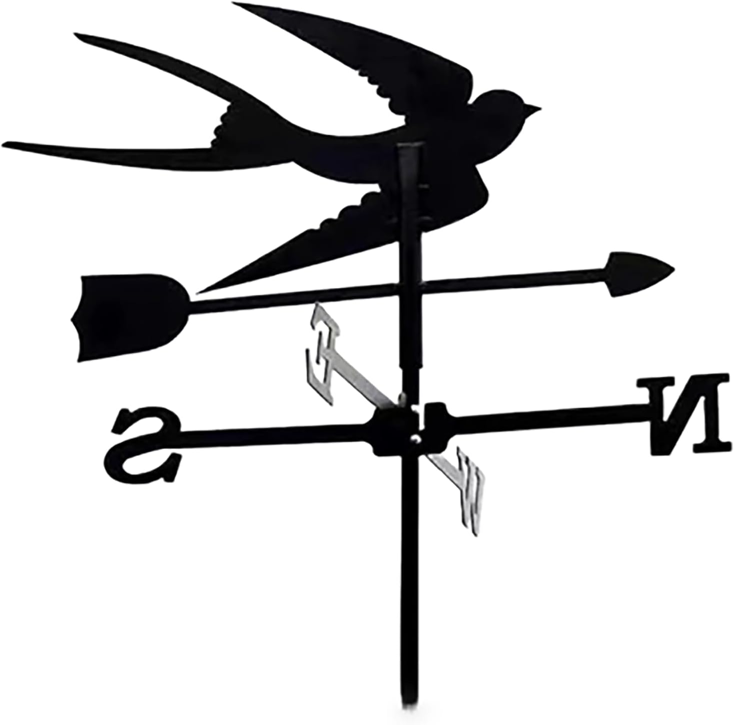 Metal Weathervane Swallow Silhouette Wrought Iron Wind Vane Stainless Steel We