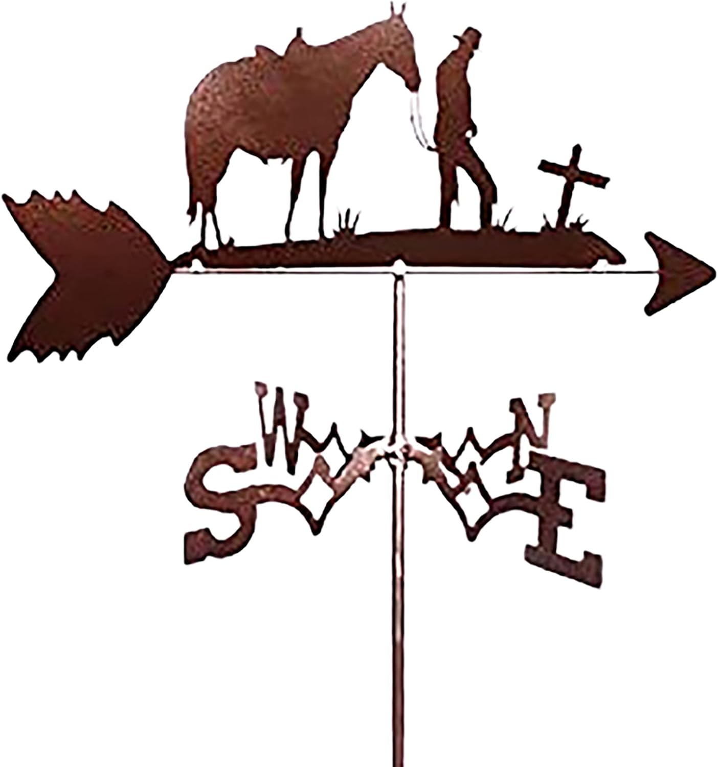 Creativity Metal Weathervane Cowboy Silhouette Wind Vane Stainless Steel Weath