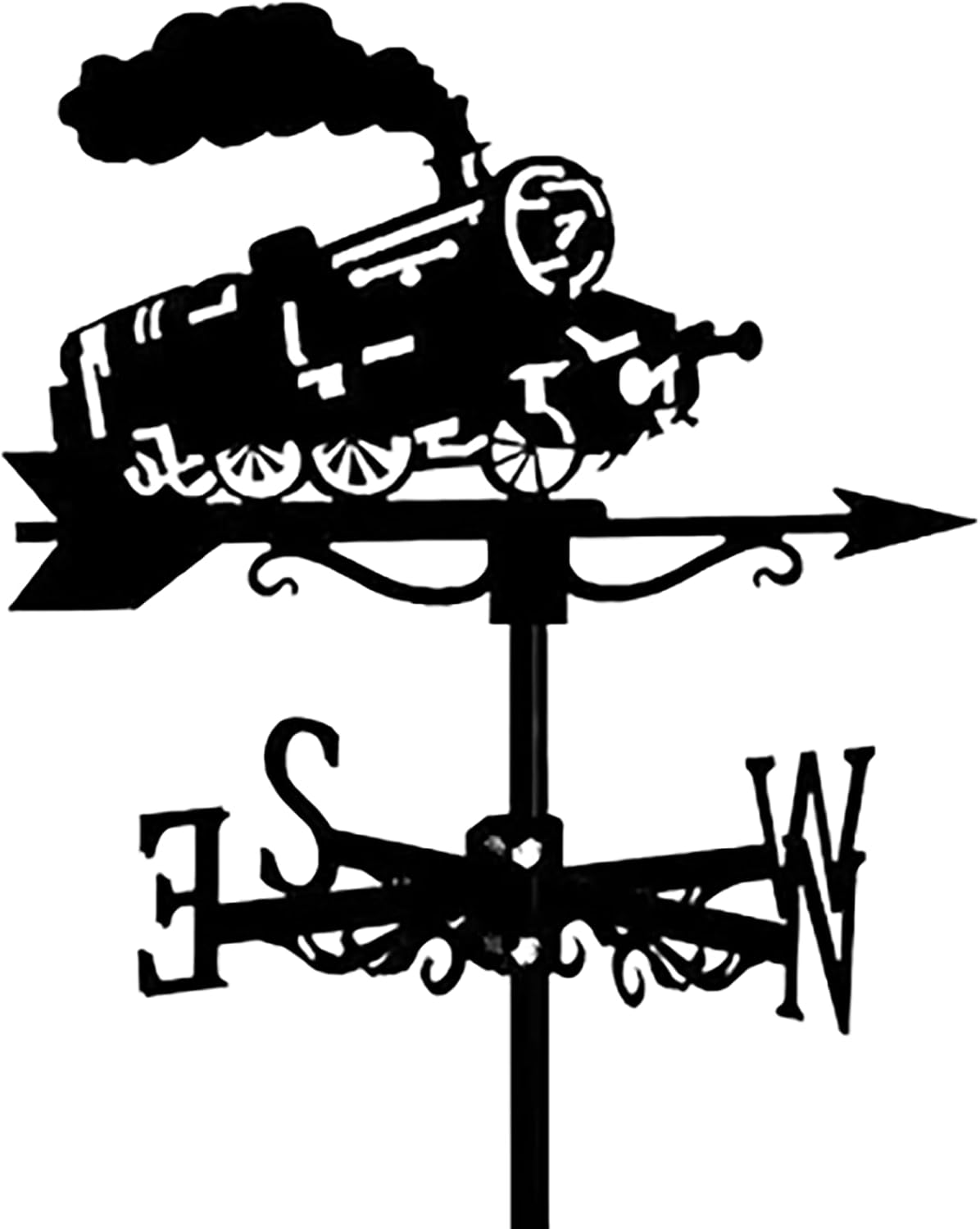 Creativity Metal Weathervane Train Silhouette Wind Vane Stainless Steel Weathe