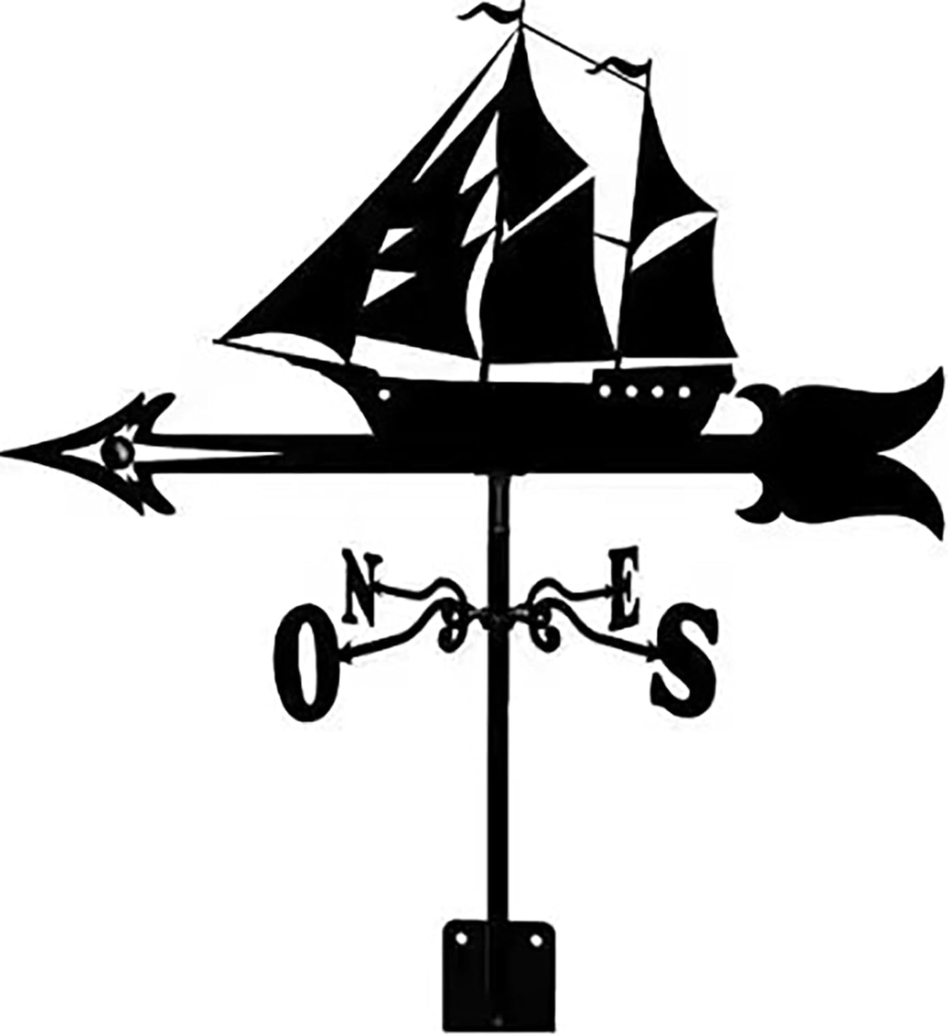 Metal Weathervane Sailboat Silhouette Wind Vane Vintage Stainless Steel Weathe