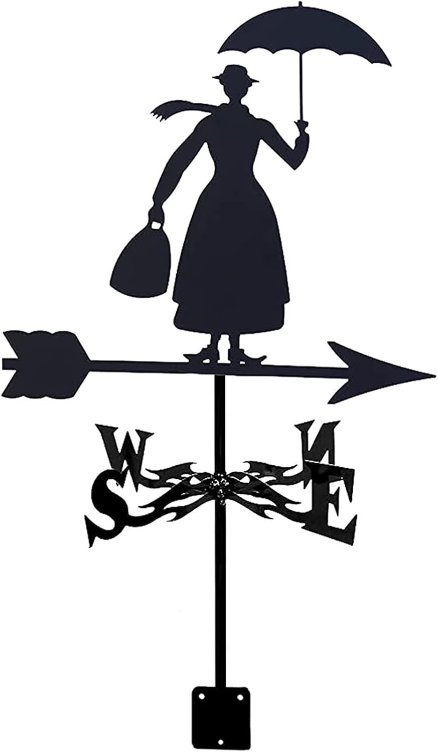 Umbrella and Woman Metal Weathervane Vintage Wind Vane Stainless Steel Weather