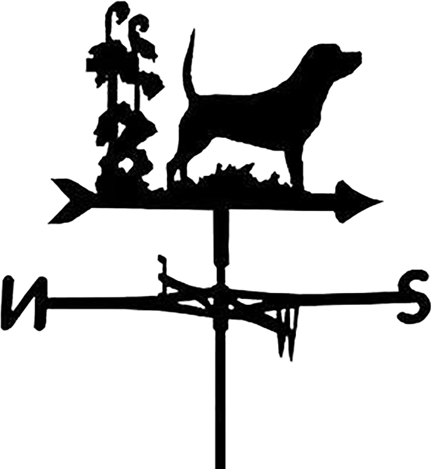 Flower and Dog Metal Weathervane Vintage Dog Wind Vane Stainless Steel Weather