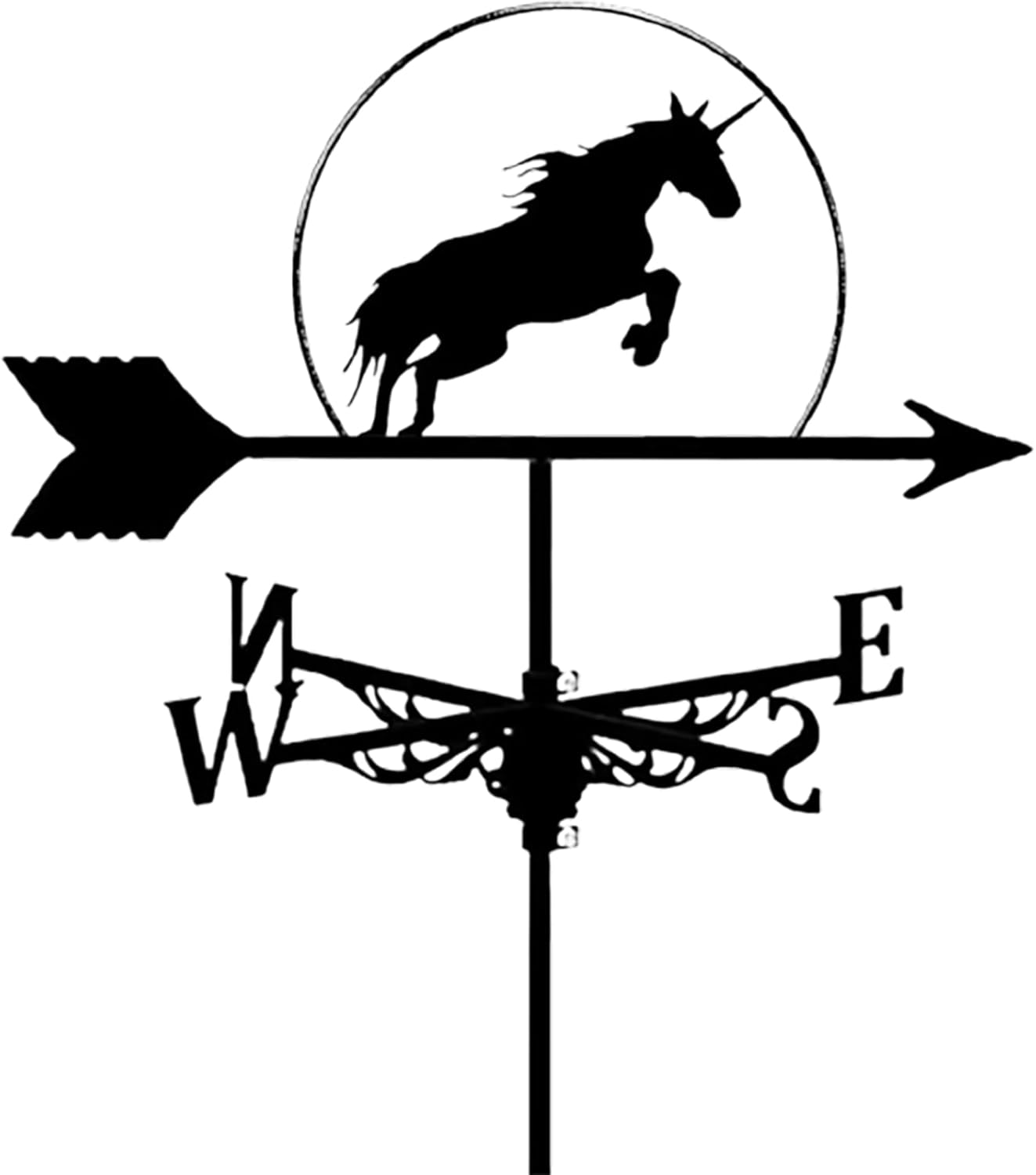 Metal Weathervane Pegasus Silhouette Wind Vane Vintage Stainless Steel Weather