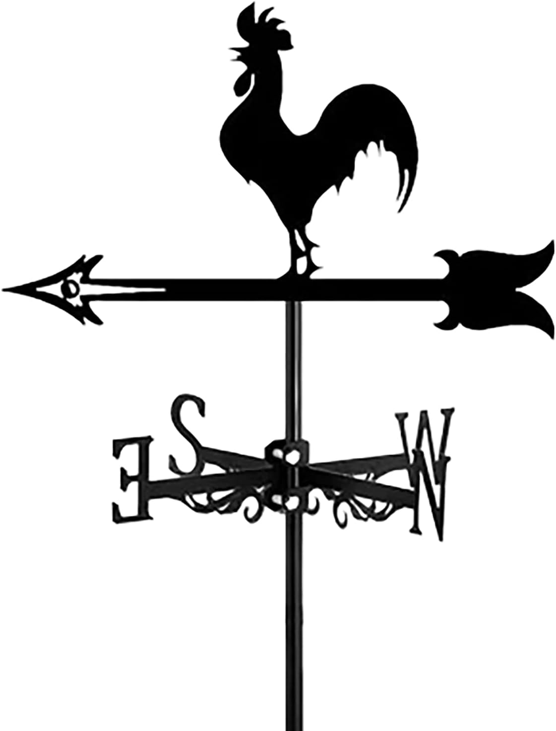 Metal Weathervane Vintage Rooster Silhouette Wind Vane Stainless Steel Weather
