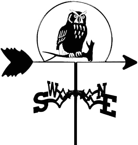 Owl Silhouette Metal Weathervane Vintage Wind Vane Stainless Steel Weathercock