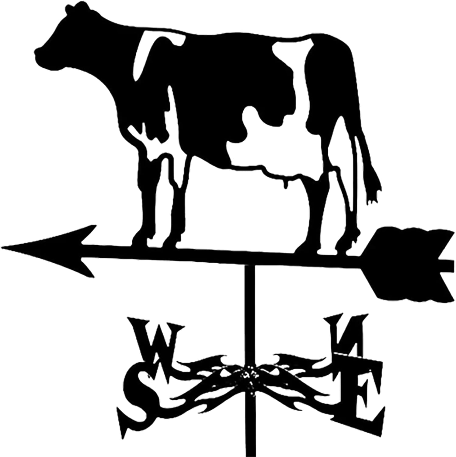 Creativity Cow Silhouette Metal Weathervane Vintage Wind Vane Stainless Steel