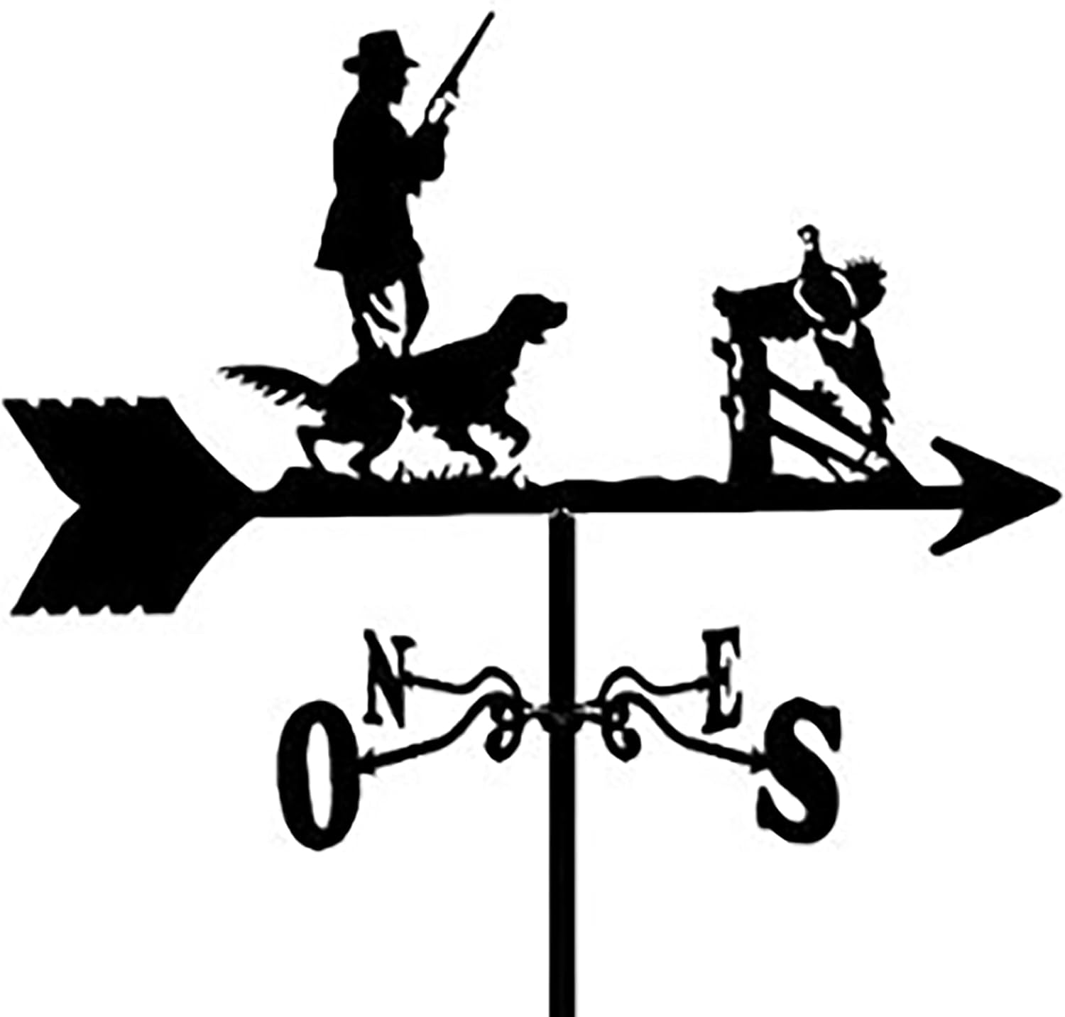 Metal Weathervane Hunter and Dog Wind Vane Stainless Steel Weathercock Wind Di