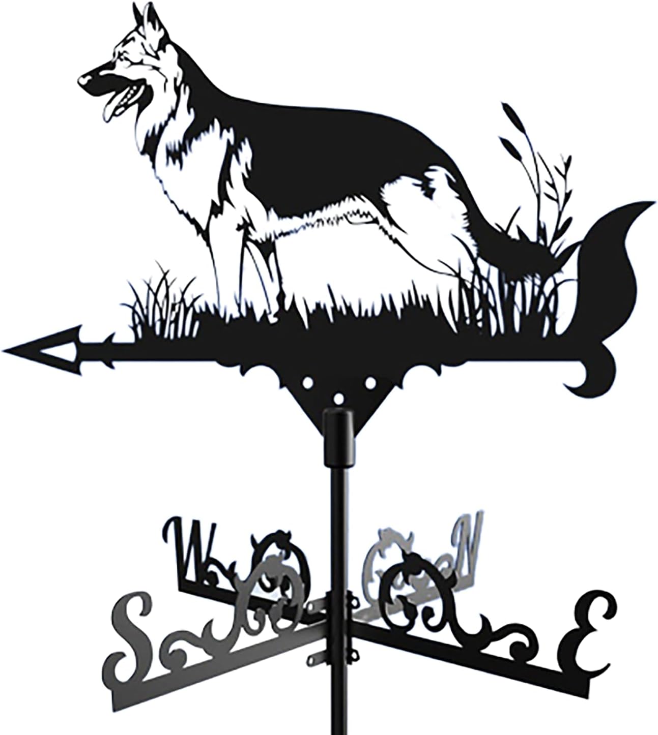 Metal Weathervane Dog Wrought Iron Wind Vane Stainless Steel Weathercock Wind