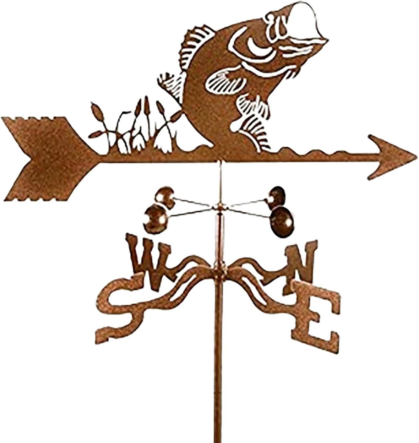 Metal Weathervane Vintage Carp Silhouette Wind Vane Stainless Steel Weathercoc