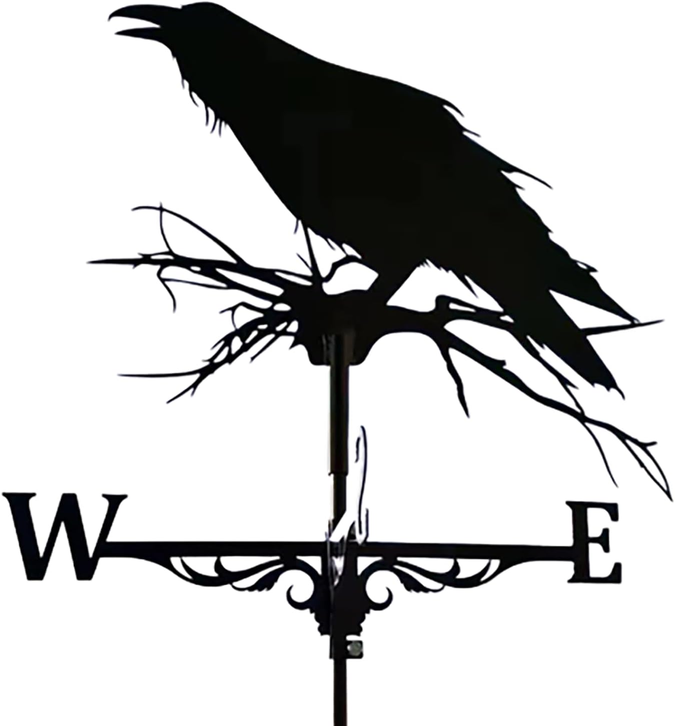 Crow Wrought Iron Metal Weathervane Vintage Wind Vane Stainless Steel Weatherc