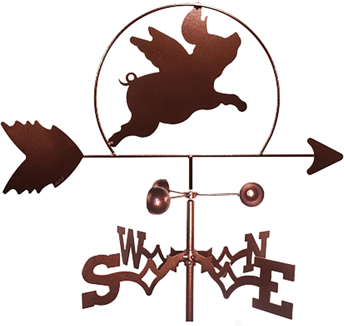 Flying Pig Silhouette Metal Weathervane Vintage Wind Vane Stainless Steel Weat