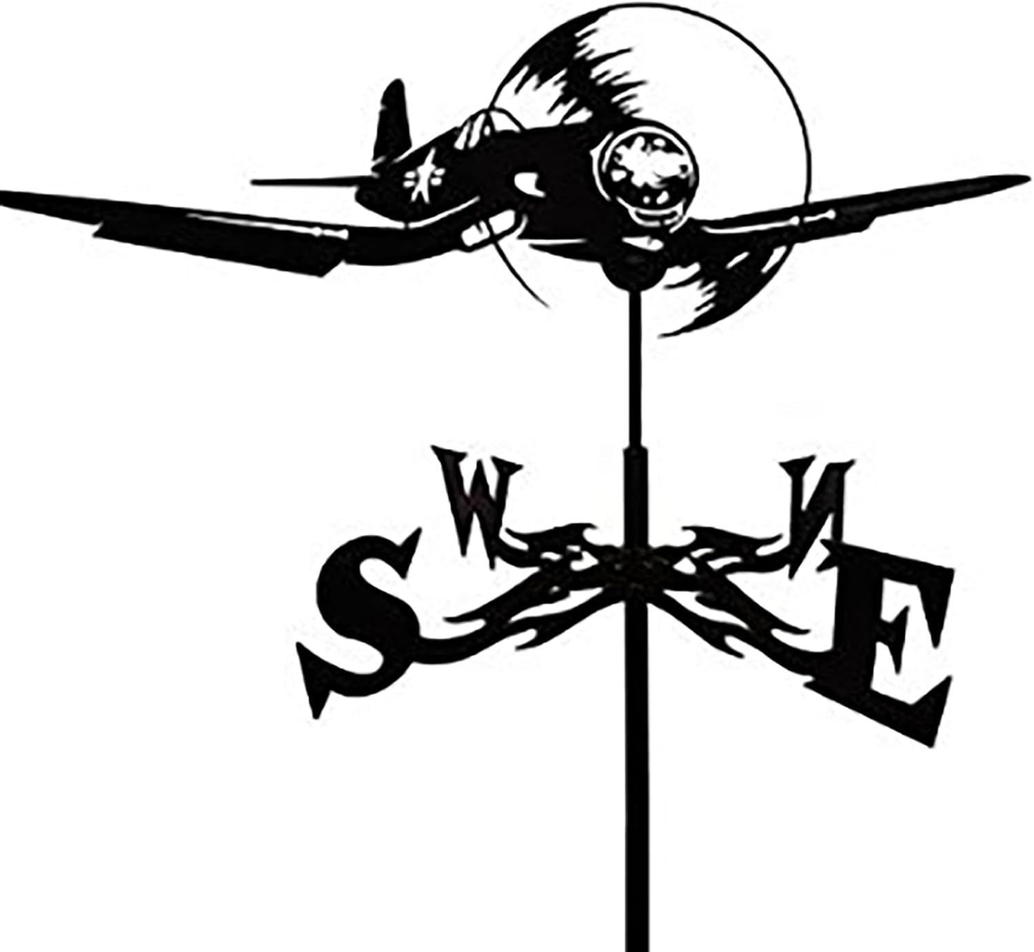 Airplane Silhouette Metal Weathervane Vintage Wind Vane Stainless Steel Weathe