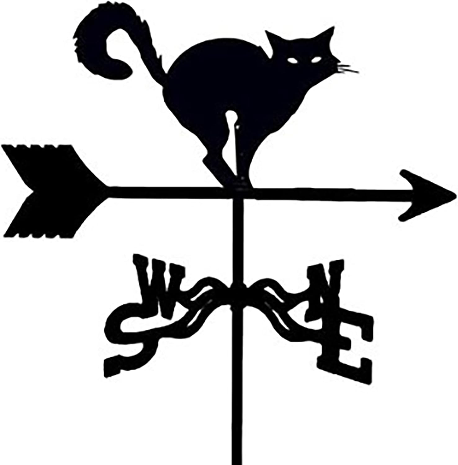 Cat Silhouette Metal Weathervane Vintage Wind Vane Stainless Steel Weathercock