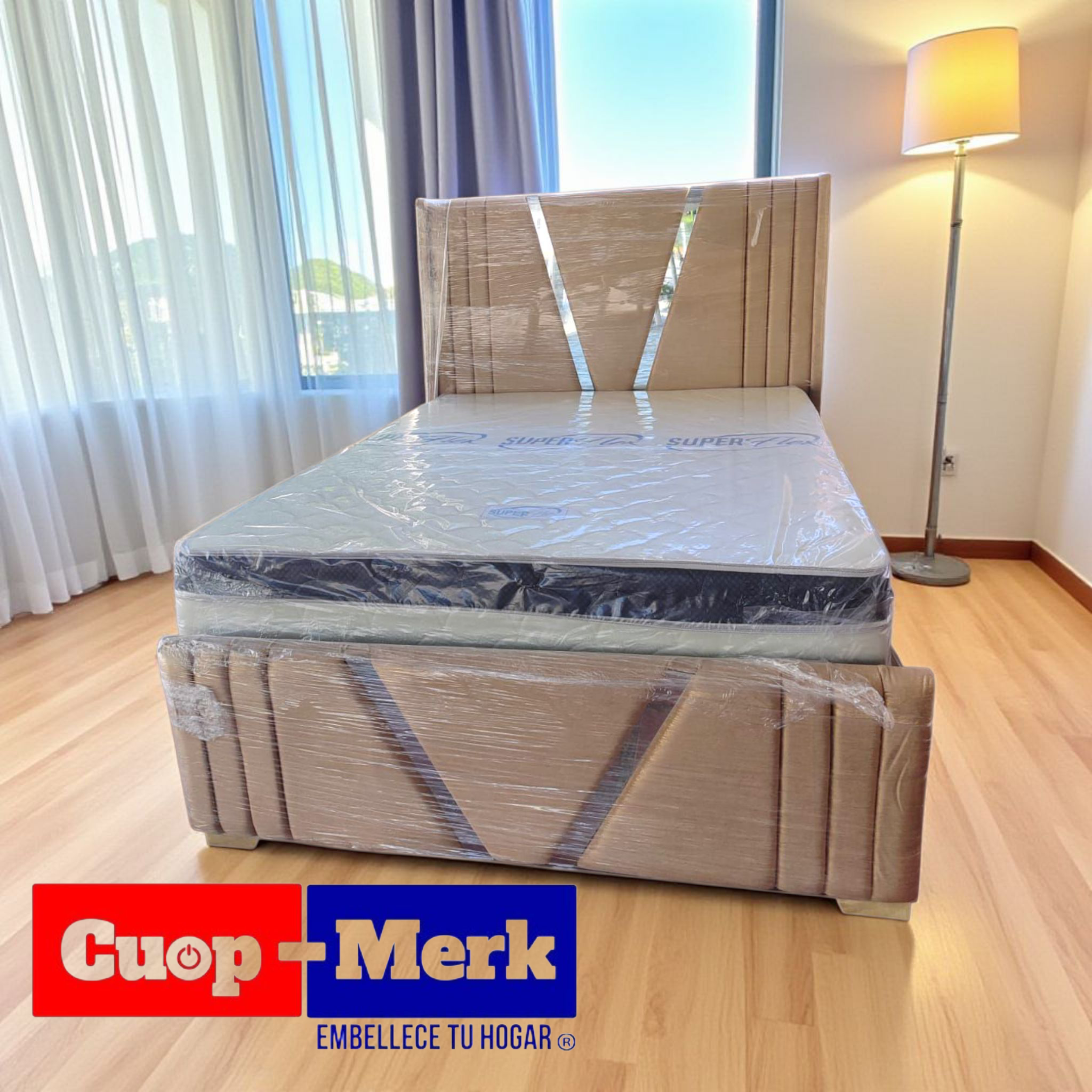 Cama individual tapizada