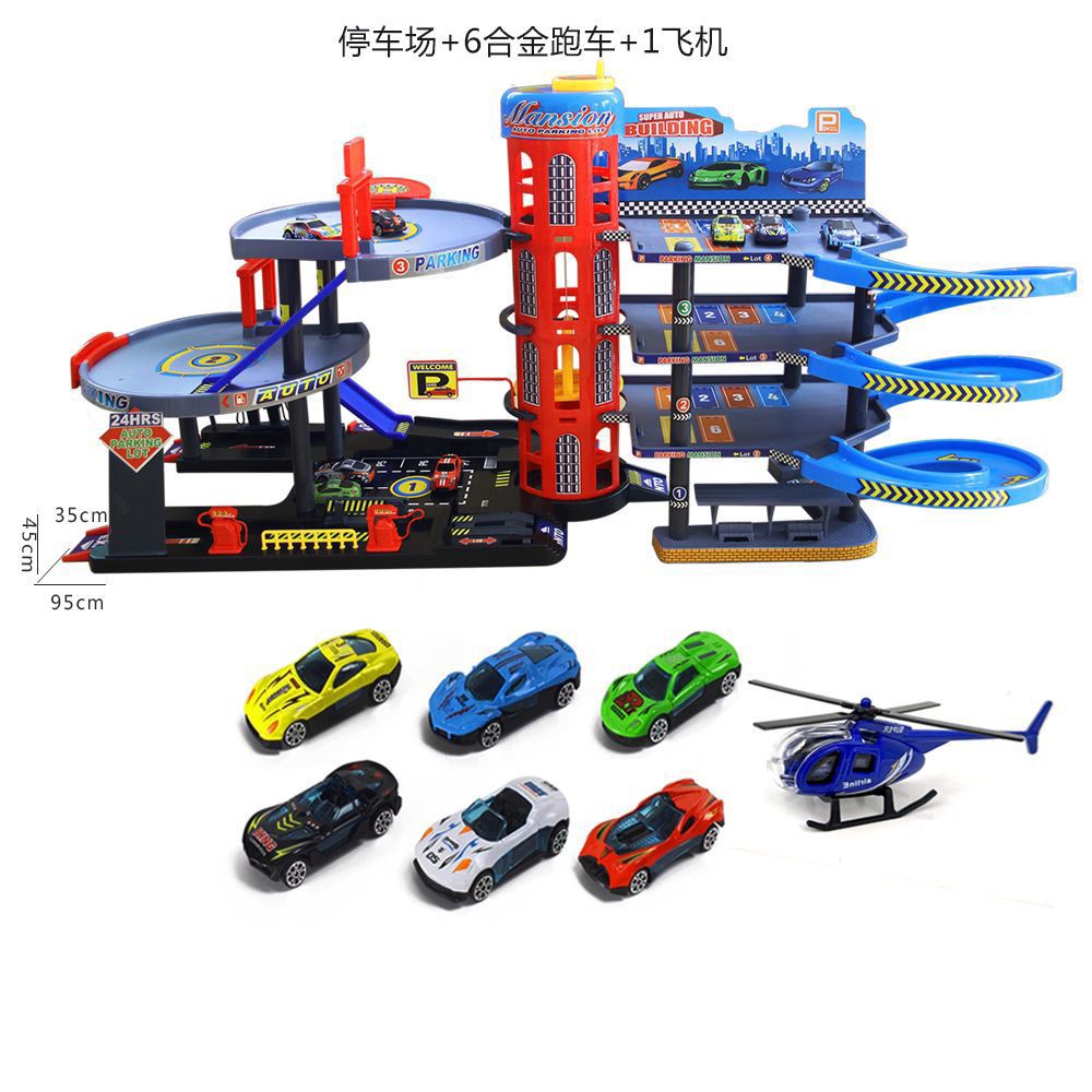Juguete de estacionamiento y vehículos