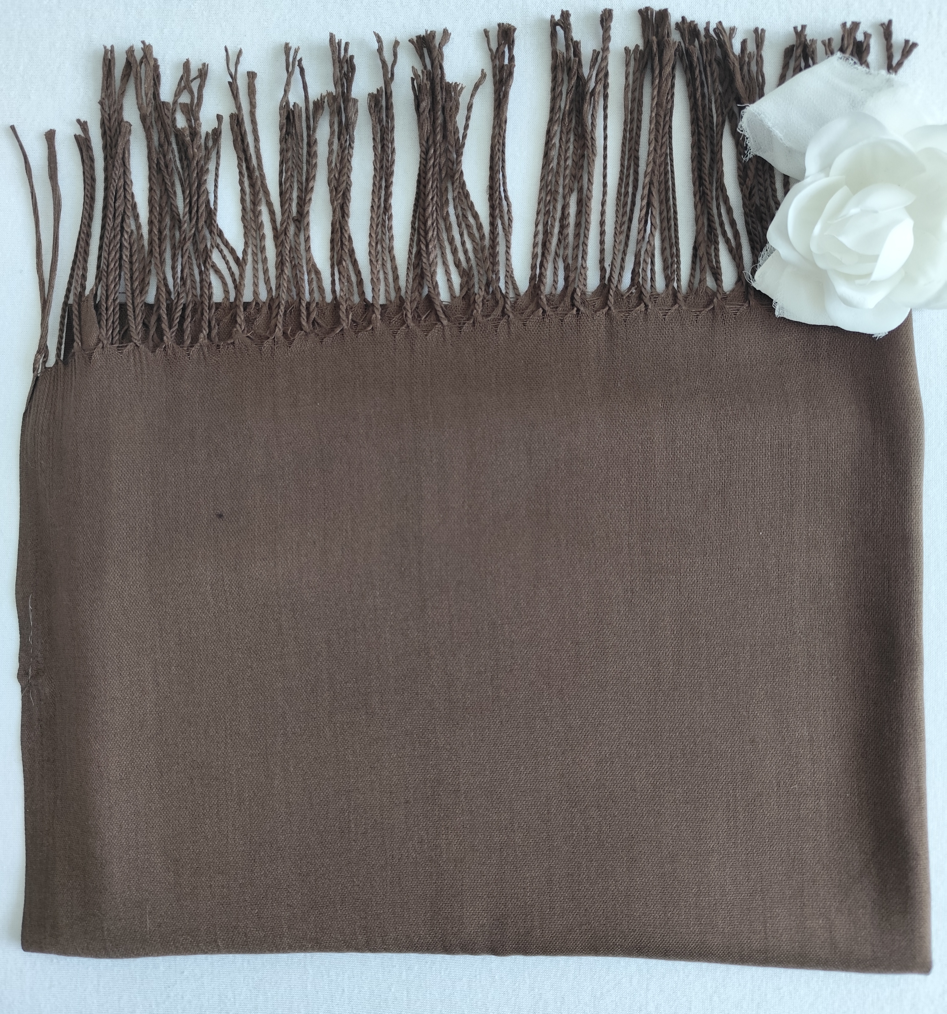 Voiles Pashmina de couleur marron foncé avec franges 