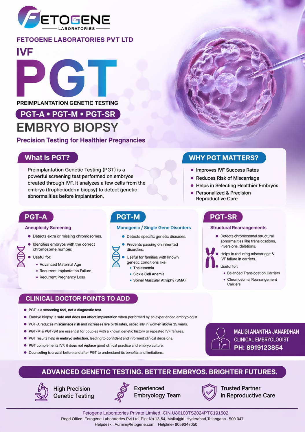 IVF Preimplantation Genetic Testing (PGT) Service
