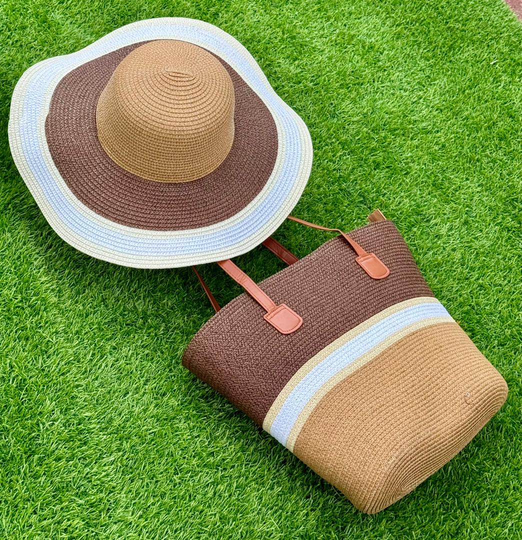 Summer Straw Hat and Tote Bag Set