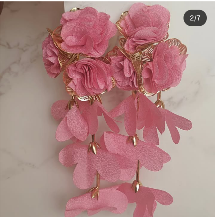 Handmade Pink Floral Earrings