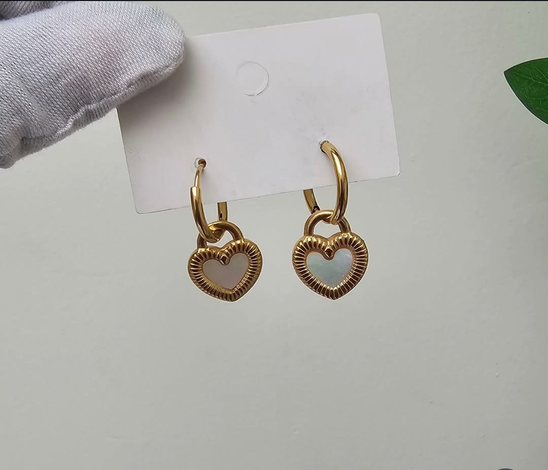 Gold Heart Hoop Earrings