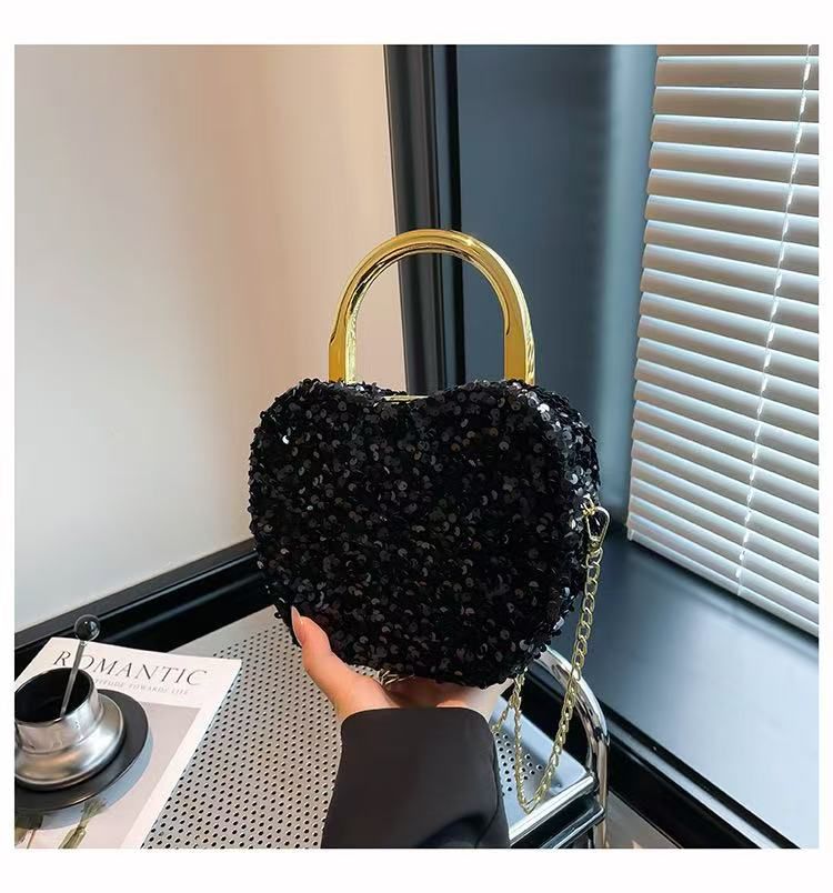 Sequin Heart-Shaped Handbag