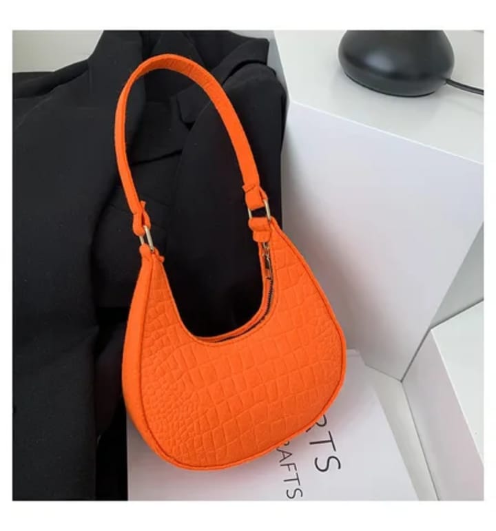 Orange Crocodile Pattern Shoulder Bag