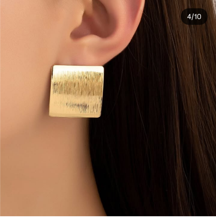 Gold Square Stud Earring