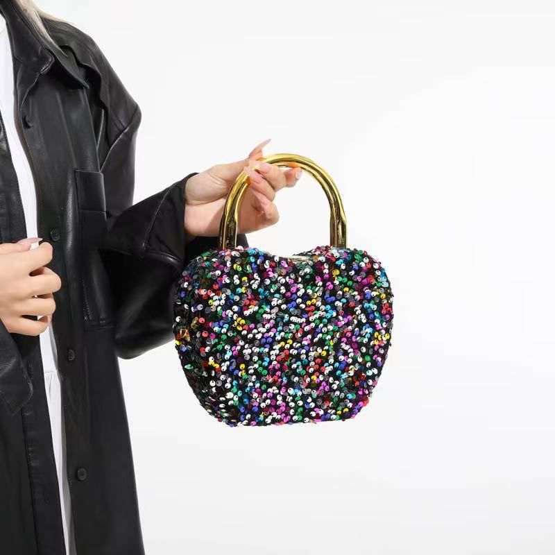 Sequin Heart-Shaped Handbag