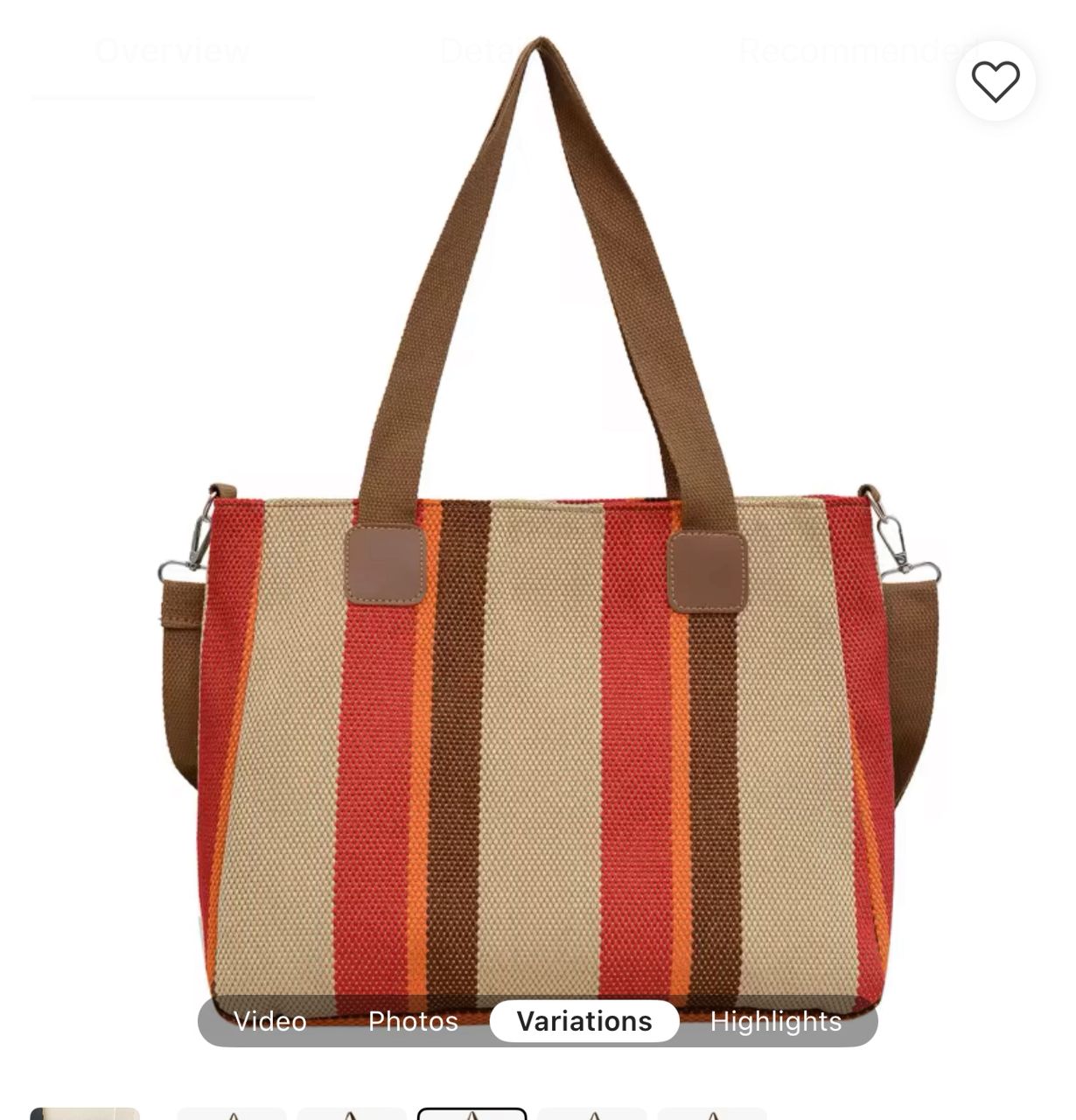 Striped Canvas Tote Bag