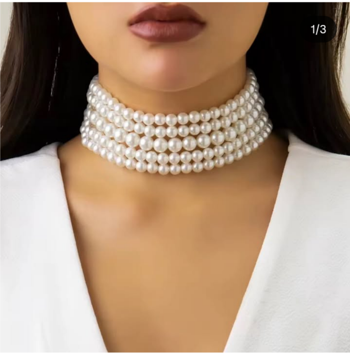 Multi-layer Pearl Choker Necklace