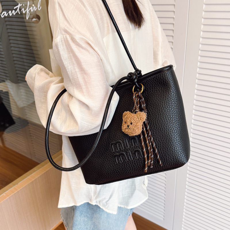 Black leather shoulder bag