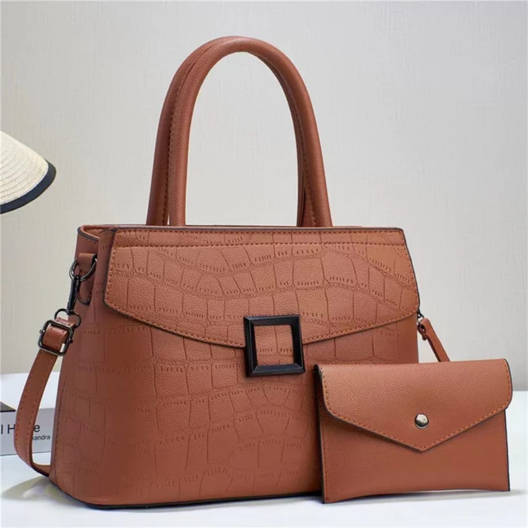 Elegant Brown Handbag with Wallet