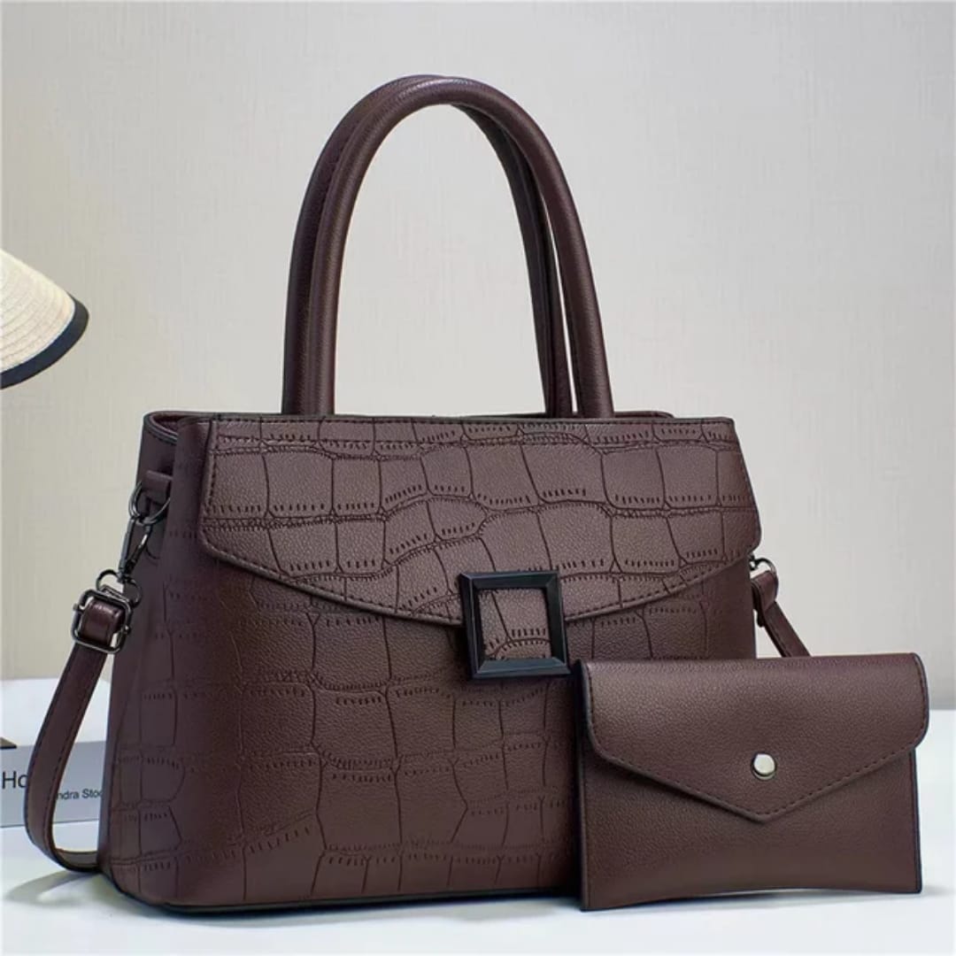 Elegant Brown Leather Handbag Set