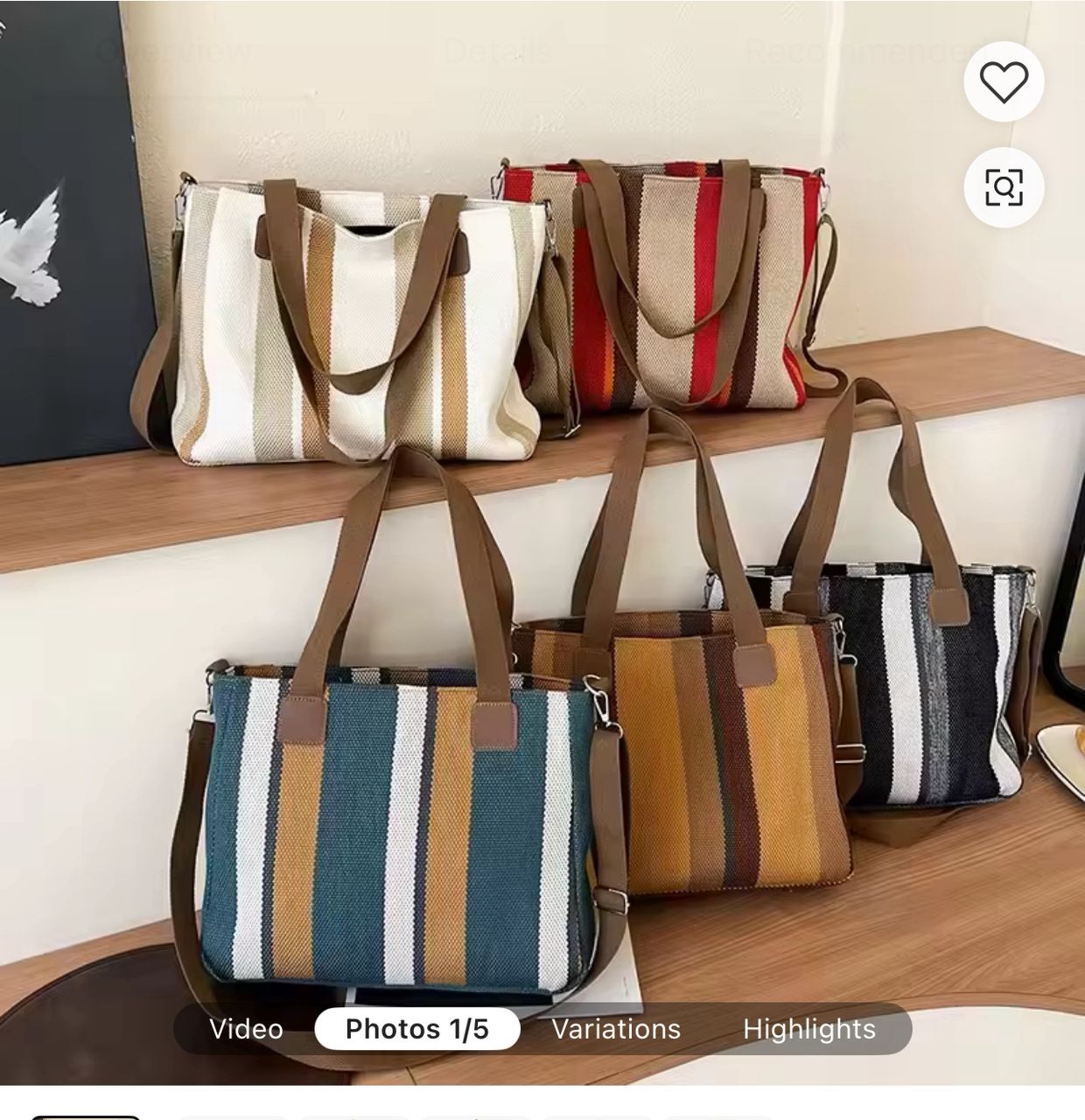 Striped Canvas Tote Bags