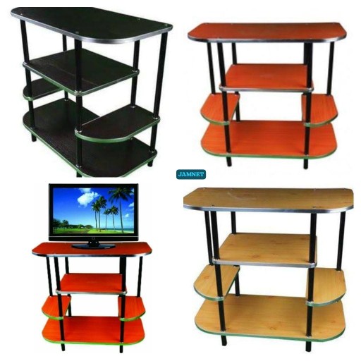 Multi-tier wooden TV stand