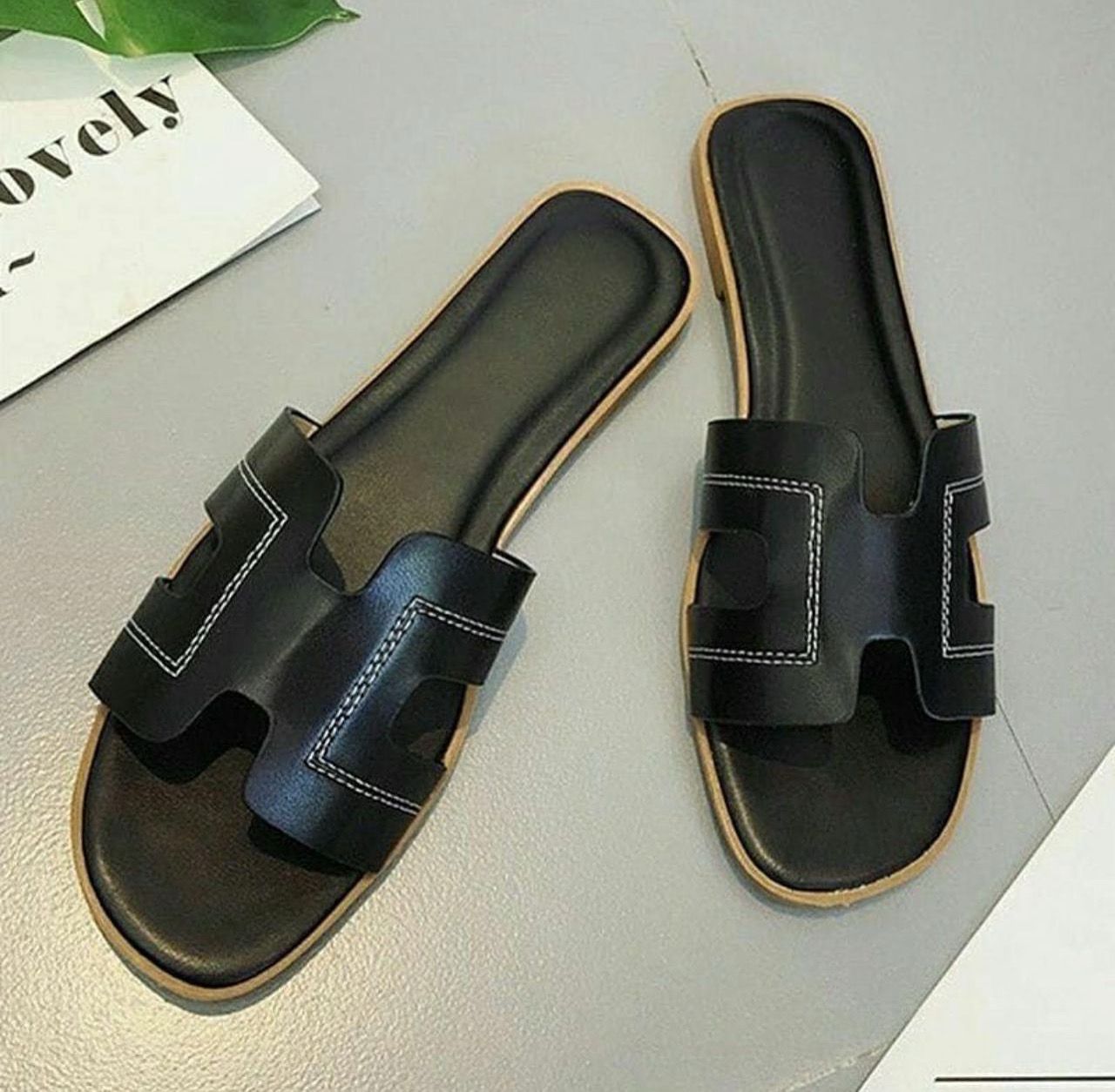 Black Casual Slides