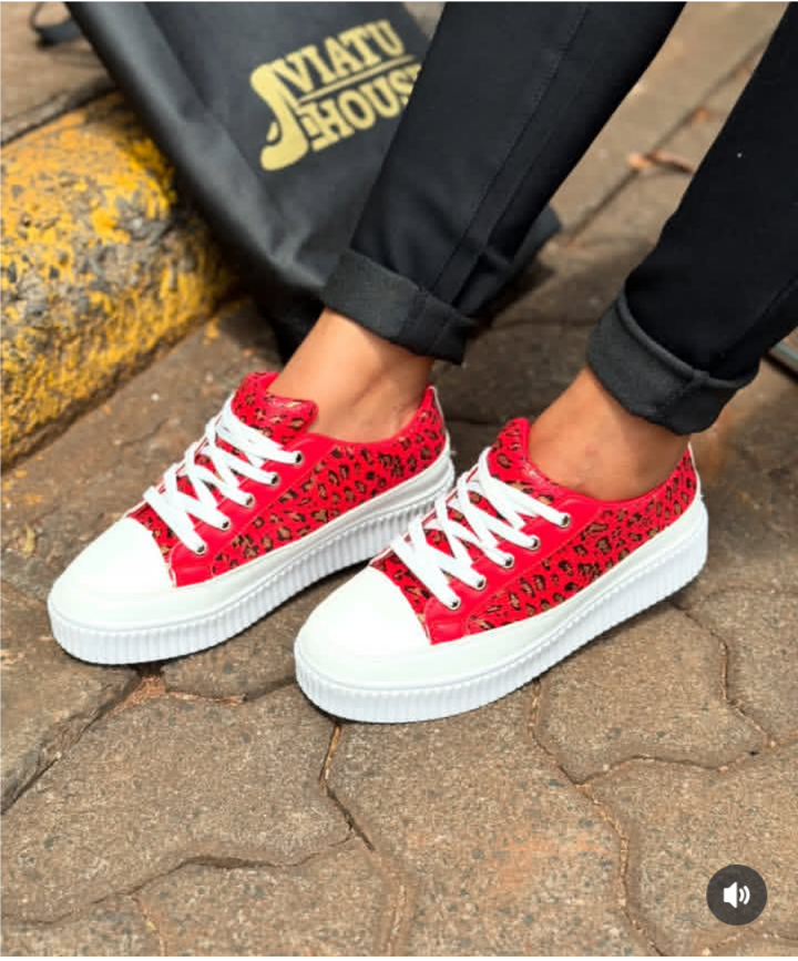 Red Leopard Print Sneakers